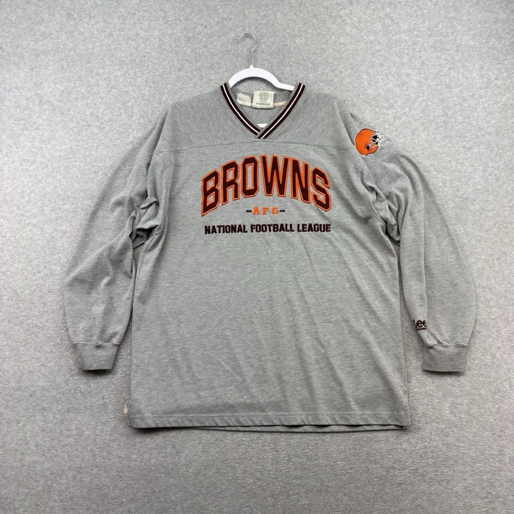 Vintage Cleveland Browns Shirt Mens Large Gray NFL Football Long Sleeve‎ Lee 90s